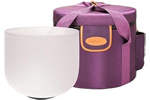 TOPFUND 8 inch 432Hz F Note Crystal Singing Bowl Heart Chakra with Carrying Case and Suede Mallet