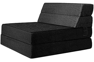 BBLOSSOM SAPPHIRE Tri-Fold Foam Mattress - The Perfect 12cm Futon Z Bed & Sofa chair for Guests and More! (Single Black) with 100% Foam Filling