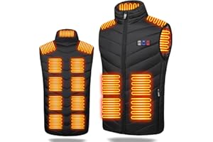 TOUTBIEN Gilet Chauffant, Veste Chauffante Impermeable Homme Femme, 3 Modes de Chauffe & 3 Boutons de Contrôle, 15 Zones de Chauffage, Vêtement Hiver Lavable pour Moto Chasse Randonnée Ski Camping