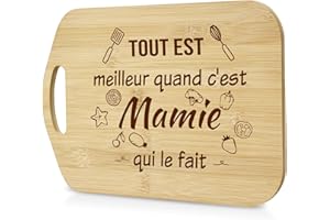 LUXHOMY Cadeau Mamie, Planche à Découper en Bambou Naturel, Idee Cadeau Anniversaire Mamie, Cadeaux Grand Mere Cuisine Original, Cadeaux Grand Mère Noel Original