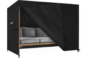 MEELOTOP Hollywoodschaukel Abdeckung 3-4 Sitzer, Gartenschaukel Abdeckplane Wasserdicht Schutzhülle Strandkorb Winterfest, Schwerlast Reißfest 600D Oxford Gewebe Schutzhülle - Schaukel 252x153x162cm