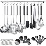 Berglander Juego de Utensilios de Cocina de 38 Piezas de Acero Inoxidable, Utensilios de Cocina con Soporte para Utensilios y