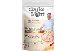 DULCI LIGHT DULCE Y FAVORABLE Édulcorant Érythritol Gold 200g DulciLight | Sucre d'érythritol 100% nature | Zero Calories | Idéal pour les régimes keto | Substitut de sucre | Édulcorant Granulé