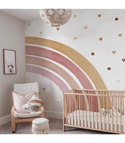 123 Autocollants Muraux Pastel à Pois - Décoration Chambre Enfant Décollable | Stickers Arc-en-ciel Fenêtre Mur