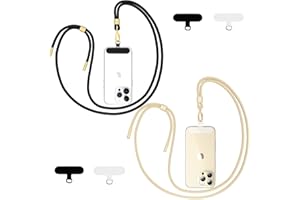 Qyoocom Cordon Telephone Portable- Lot de 2,Élégante et Durable,Tour de Cou Telephone Portable Universelle Compatible avec la Plupart des Coques pour Smartphone Noir Doré