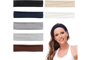 UYDF 7 Stück Stirnband Damen Haarband Sport Schweiß Haarbänder, Rutschfestes Weiches Stirnbänder für Frauen Elastischer Kopf Bande Hairwarp, Modischer Dünn Yoga Workout Fitness Laufen Stirnbänder
