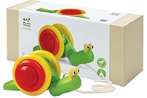 PlanToys, Caracol de Paseo de Madera (11 x 26.5 x 9.5 cm), Juguete para bebés y niños (12m+)