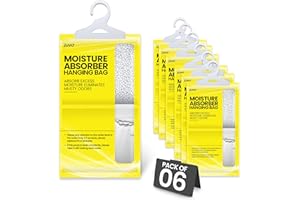 ZUVO Wardrobe Dehumidifier Hanging Bags - Proper Mould Remover, Damp & Moisture Absorber Wardrobe Dehumidifier Bags (6), Yellow