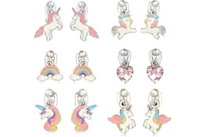 Pinkgarden Clip On Earrings for Girls, Girls Jewelry Dress Up Earrings and Pretend Play Earrings Set for Kids, Gift for Kids