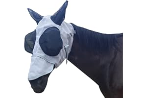 LEBERNA Mesh Fly Mask with Ears Nose UV Protection Full Face for Horse/Cob