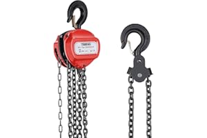 TEENO Polipasto de Cadena Manual, 2 Tonelada, Polipasto de Cadena de Palanca de 5 m, Cadena G80, Rojo, Para Operaciones de Elevación en Silvicultura, Talleres, etc