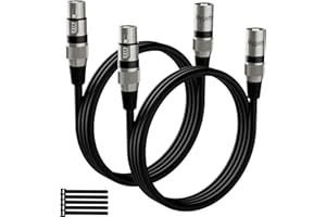 Mygatti Câble Microphone Câble XLR 0.5 Mètres(Lot de 2,Nior),mâle vers femelle,câble patch DMX équilibre blindé 3 broches,Avec suppression EMI et RFI,Compatible avec amplificateur,hautparleur