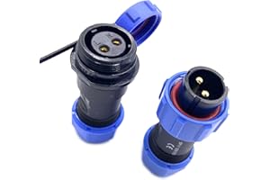 BAYZCONN Anschlussstecker Luftfahrtstecker SP17 2 Polig, IP68 2 Pin Lötfreier Aviation-Stecker Wasserdichter und Staubdichter Luftfahrtstecker für Außenlampen Verwendet 500V 10A (14AWG Kabel Schraub-Crimp)