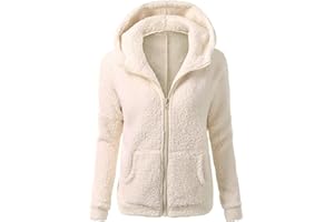 HAOLEI Giacca in Pile Donna Fine Fleece Warm con Zip Offerte Cappotto Sherpa Teddy Giacca Sci Felpa con Cappuccio in Peluche Fronte-Retro con Cerniera Cappotto Calda Ampia Confortevole Offerte Lampo