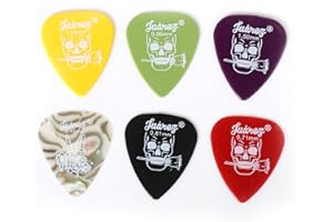 Juarez JAP60 Guitar Plectrums Pick Set (6 Pieces) | Multi-Thickness 0.46mm–1.50mm | Celluloid & ABS Picks | For Acoustic & Electric Guitar | Colours Random