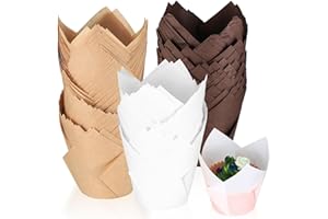 MYHONGLE 200 Pezzi Pirottini per Muffin e Cupcake, Tulipani Pirottini di Carta da Forno, Tulipano Tazze di Carta Resistente al Grasso per Muffin, Dessert Torta, Panifici, Catering, Matrimoni, Compleanno