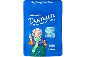 GRANNY'S WEED Granny's® Exclusive Aktivkohlefilter | 210x Ø 6.9 mm Filtertips | Aus veganer Kokosaktivkohle | 210 Stück in Blau | Kohlefilter für Selbstdreher