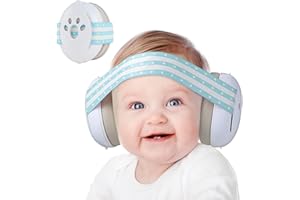 Yoofoss Gehörschutz Baby 0-36 Monate - Baby Kopfhörer Lärmschutz 25dB - Ideal für Flugzeug und Reise - CE - Verstellbares Anti-Rutsch-Kopfband, Weiche Ohrenschützer - Blau