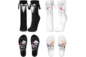 HONMOK 2 Paires Chaussettes Fantaisie Couple avec Main dans la Main - Chaussette pour Cadeau Homme Femme Mariage Saint-Valentin Couples Amoureux Copains