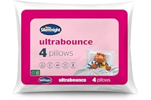 Silentnight Ultrabounce Poduszki 4-pak, miękkie, średnie wsparcie, wygodne, sprężyste poduszki dla osób śpiących na brzuchu, plecach i na boku, można prać w pralce i hipoalergiczne, 4 sztuki