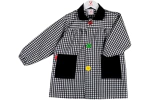 KLOTTZ - Grembiule a quadretti per scuola materna, personalizzabile, per bambini