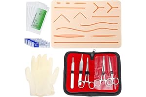 VAILEAL Kit de sutura quirúrgica:kit de práctica de sutura,material de sutura quirúrgica,kit de práctica de sutura de heridas,almohadilla de sutura de silicona con kit de herramientas(solo para uso educativo)