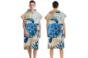 LOMTRATS Polaire Double Face avec Poches Cape de Surf à séchage Rapide Serviette de Change Peignoir à Capuche pour Femmes et Hommes Natation Plage Surf Plongée Bain à Domicile