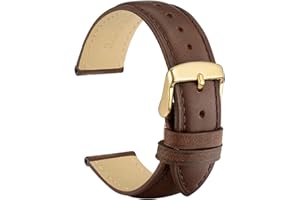 WOCCI Rétro Bracelet Montres en Cuir pour Homme Femme avec Boucle en Acier Inoxydable Dorée, Largeur de Bande 14mm 15mm 16mm 17mm 18mm 19mm 20mm 21mm 22mm 23mm 24mm