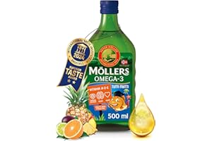 MÖLLER'S Moller’s ® | Huile de foie de morue enfant oméga 3 | Compléments alimentaires oméga-3 avec EPA, DHA, vitamines A, D et E | Prix Superior Taste | Marque vieille de 166 ans | Tutti Frutti | 500 ml