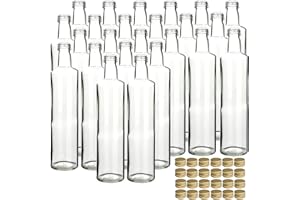 gouveo Lot de 24 bouteilles en verre Dorica de 500 ml avec bouchon à vis PP 31,5 doré - bouteilles d'huile, de vinaigre, de liqueur, vides pour remplissage automatique (DFT500G)