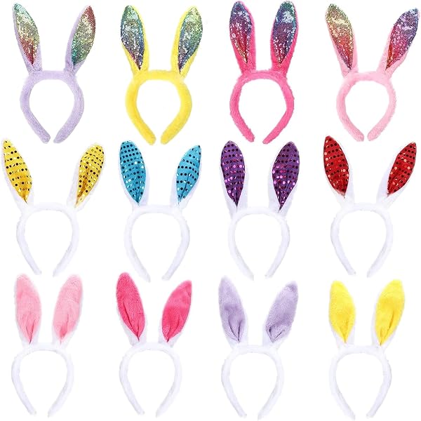 6 Cerchietti Con Orecchie Da Coniglio In Peluche - Colorati, Morbidi, Per Feste E Cosplay - 3