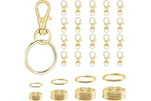 Heyu-Lotus 40 Stück Schlüsselringe, Schwenkbarer Karabinerhaken mit Schlüsselring für Hausauto DIY Crafts Schlüsselbund (Gold)