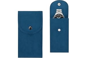 Bekecidi Lot de 2 pochettes de rangement portables en flanelle avec bouton pression pour montre - Pour homme et femme - Bleu foncé