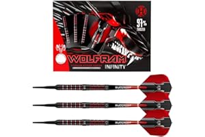 Harrows Dardos Wolfram Infinity 97% tungsteno | Juego de Dardos con Punta de Acero | 21 g, 22 g, 23 g, 24 g, 25 g y 26 g | Incluye Ejes Supergrip Fusion y Plumas Prime de 100 micras. 20g