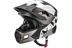 ROCKBROS Casco Bambino Integrale per Bici, Caschetto Bicicletta per Bambini Bimbi, per MTB, BMX, Protezione Sicurezza con Mento Rimovibile, Certificato CE, Dimensioni Regolabili