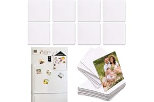 Delsen 16 Piezas Sublimación Imanes de Nevera en Blanco 6,5 x 6,5 cm Imanes Redondos Decorativos DIY,Cuadrados Imanes de Nevera para Pizarra Blanca Oficina Calendario Cocina Hogar Decoración de Pared