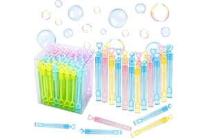 SUNSHINE SMILE Bolle di Sapone Kit, 48PCS Bacchetta Bolle di Sapone,Tubetti di Sapone,Bolle di Sapone per all’Aperto,Bolle di Sapone per Bambini,Bolle di Giocattoli,Bolla Giocattolo per Bambini