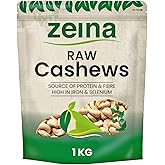 Zeina Cashew Nuts (Raw) with High Vitamin B6 and Iron (1Kg) - Natural Fibre and Protein. A Fresh Healthy Snack with Resealabl