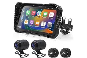 Liwogi Actualización Carplay Dashcam Moto con 1080P Dash CAM, Navegación GPS para Motocicleta, 6.25 Pulgadas Impermeable, grabación en Bucle, Monitor de presión de Tiro