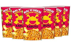 KABUTO NOODLES Kabuto Mac and Cheese Sriracha 6 x 65g | Premium Macaroni Cheese | Creamy Mac and Cheese Pot Pasta | Quick & Easy Instant Meals | Gourmet Cheesy Pasta | B-Corp Certified