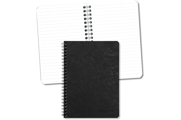 Clairefontaine 785361C Collection Nomaddict (ex Age Bag) Un Cahier à Spirale Noir - A5 14,8x21 cm - 100 Pages Lignées - Papier Blanc 90 g - Couverture Carte Lustrée Grain Cuir