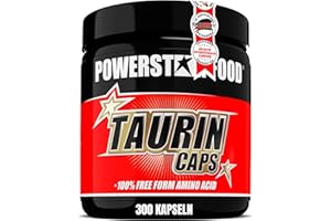 ‎POWERSTAR FOOD Powerstar TAURIN CAPS | 300 Kapseln HOCHDOSIERT mit 3400mg reinem Taurin pro Portion | Angereichert mit Cofaktor Vitamin B6 | Rohstoffe in Pharmaqualität | Deutsche Herstellung