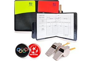 Ruikdly Cartes d'arbitre de Football Cartons Jaune et Rouge Métal sifflet Arbitre Kit Arbitre avec Carnet d'arbitre Monnaie D'arbitre Crayon pour Le Football Jeu de Basketball Sports
