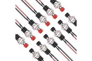 7 Mm Mini Round Momentary 2 Pins Vorgelöteter Druckknopfschalter Spst Normal Open Drucktasten Schalter Ein Rot Schwarz (12stück) Lewttyer®