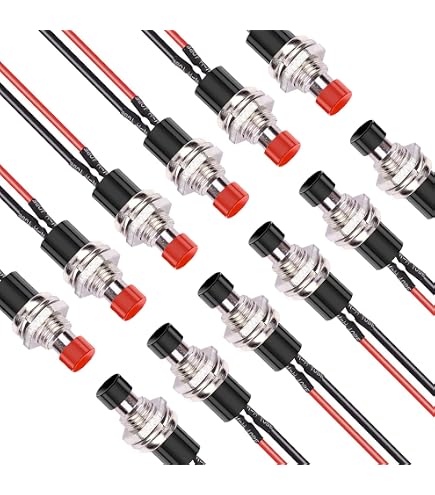 Gebildet 2pcs 12mm Momentané Bouton Poussoir en Acier Inoxydable,12V-24V 3A Normalement Ouvert SPST on Off Bouton Étanche avec Fiche à Douille(Blanc Vert