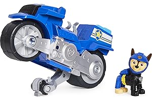 Paw Patrol LA Pat' Patrouille - VEHICULE + Figurine Chase Moto Pups - Moto avec Rétrofriction Et Figurine Amovible De Chase 6061223 - Jouet Enfant 3 Ans et +