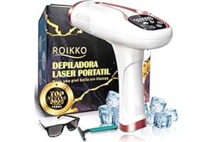 | ROIKKO® SUPER PACK 15J Depiladora Laser PREMIUM Con Función De Refrigeración (SIN DOLOR) + GAFAS y CUCHILLA | Laser Depilacion 600NM-1200NM | Depiladora Luz Pulsada | Depiladora Laser Mujer