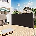 The Fellie Retractable Side Awning 4M, Privacy Outdoor Garden Screening, Sun And Rain Protector Balcony Screen Fence Panels For Patio, Pool, Terrace Wind Screens Divider, Dark Grey, 4 X 1.6M