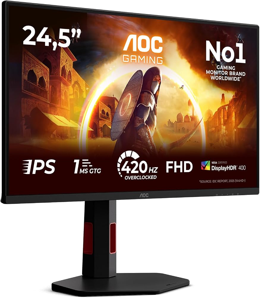 AOC 25G4KUR 24.5" 420Hz(OC) 1ms HDMI DP AdaptiveSync HDR400 Pivot FHD Fast IPS Gaming Monitör