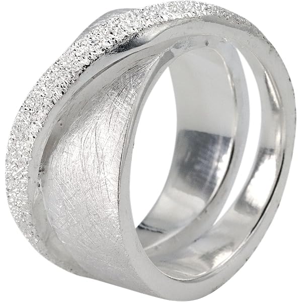 SILBERMOOS Damenring 'Punkt Für Punkt' – Massiv, 925 Sterling Silber, Sandgestrahlt, Ca. 11 Mm Breit